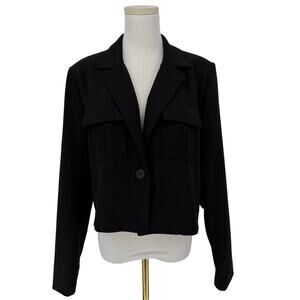 Bailey 44 Cropped Military Style Blazer Black Women’s L Single Button Office